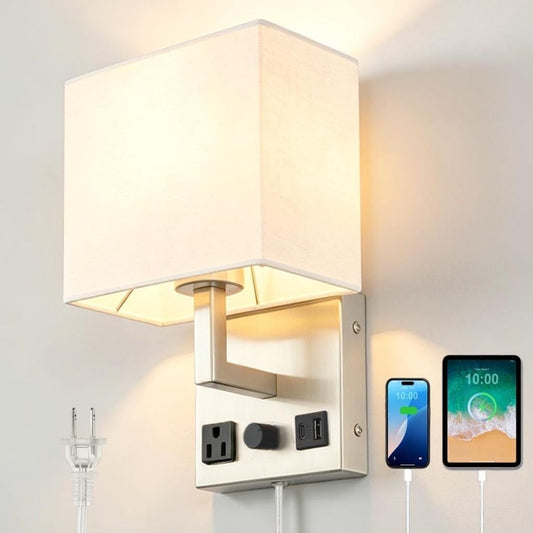 Daan - Wandlamp met USB-poorten en Stopcontact