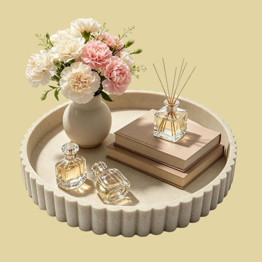 Bente - Decoratieve Ronde Serveerschaal met Ribbelrand
