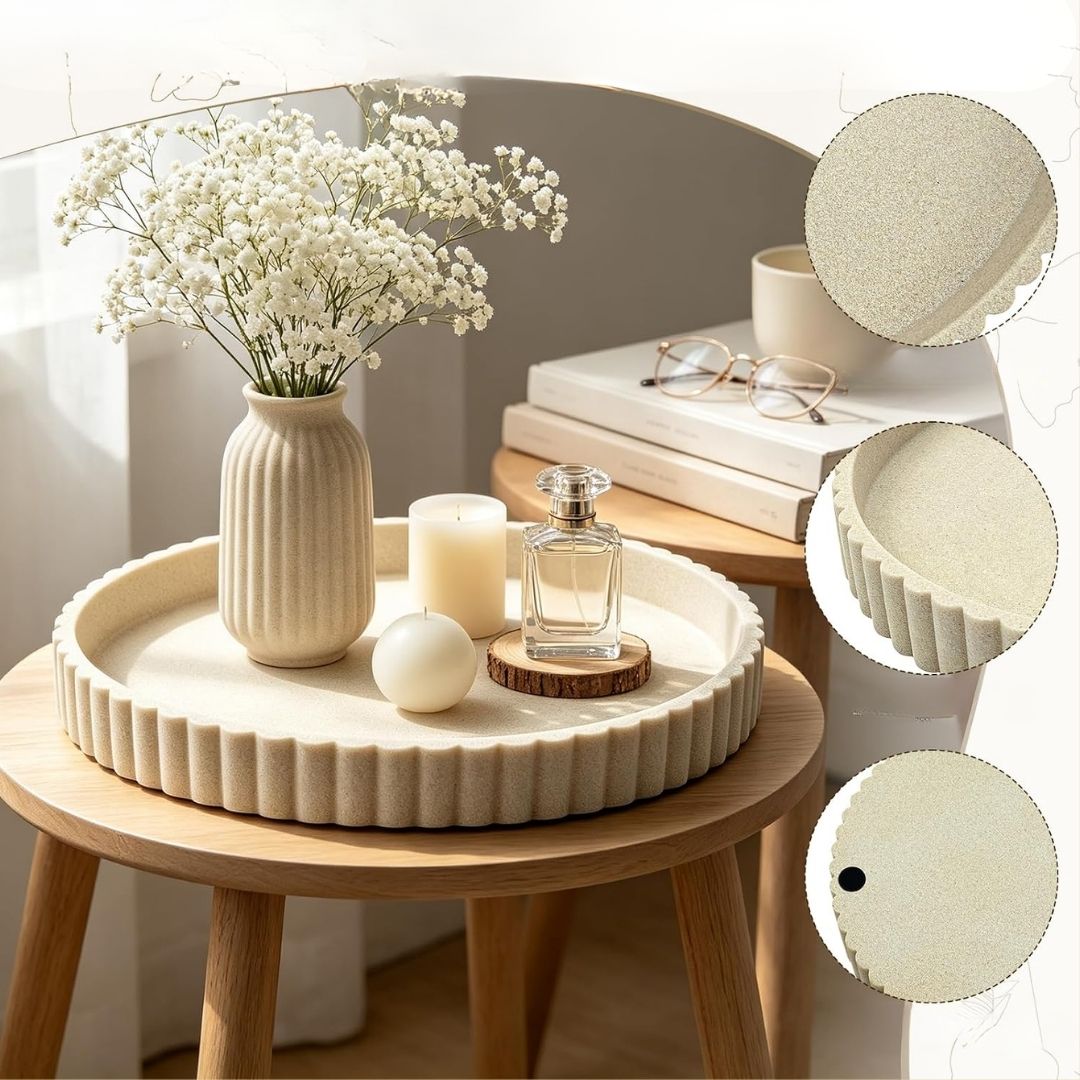 Bente - Decoratieve Ronde Serveerschaal met Ribbelrand