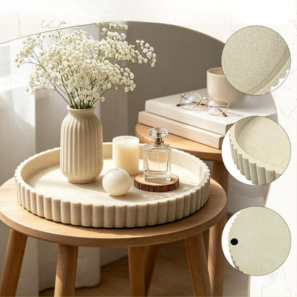 Bente - Decoratieve Ronde Serveerschaal met Ribbelrand