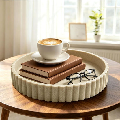 Bente - Decoratieve Ronde Serveerschaal met Ribbelrand