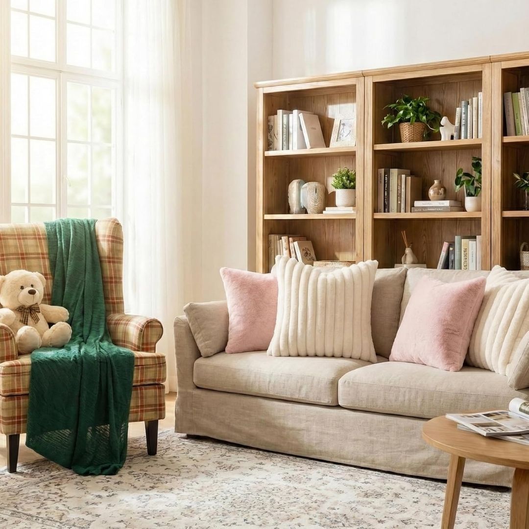 Ruben - Zachte Pluche Kussenhoes met Ribbeldesign