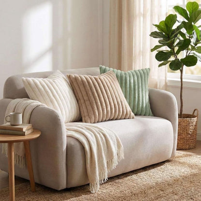 Ruben - Zachte Pluche Kussenhoes met Ribbeldesign