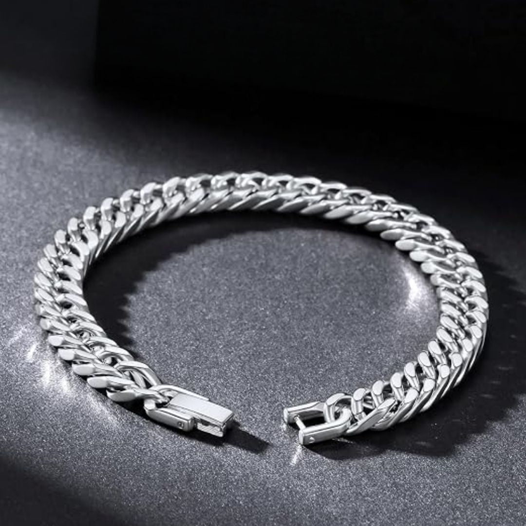 Kasper - Stijlvolle Zilverkleurige Schakelarmband voor Heren