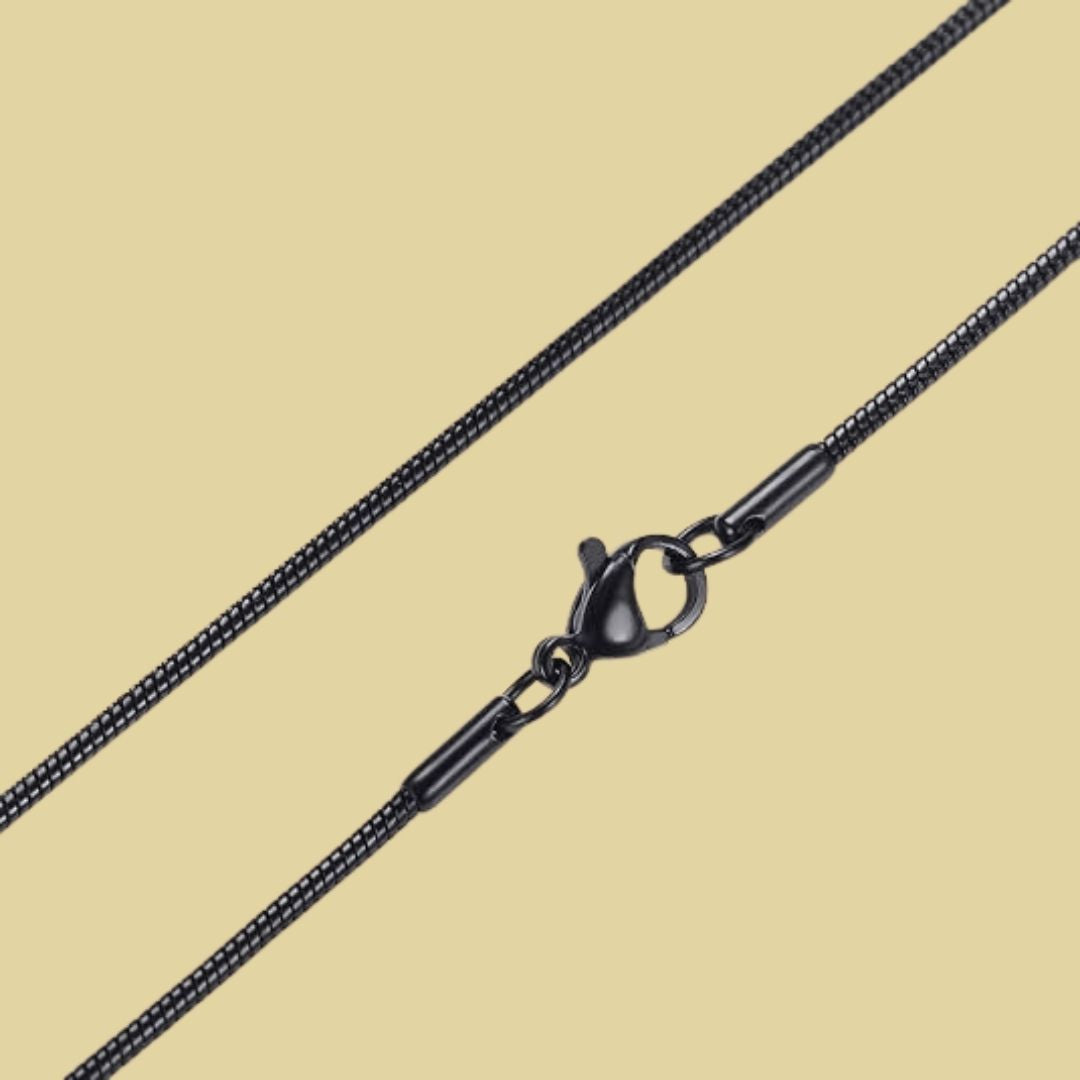 Milo - Stijlvolle Zwarte Stalen Hanger met Slangenhalsketting