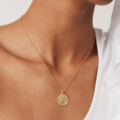 Tobias - Gouden Munt Ketting met Maan en Zon Design