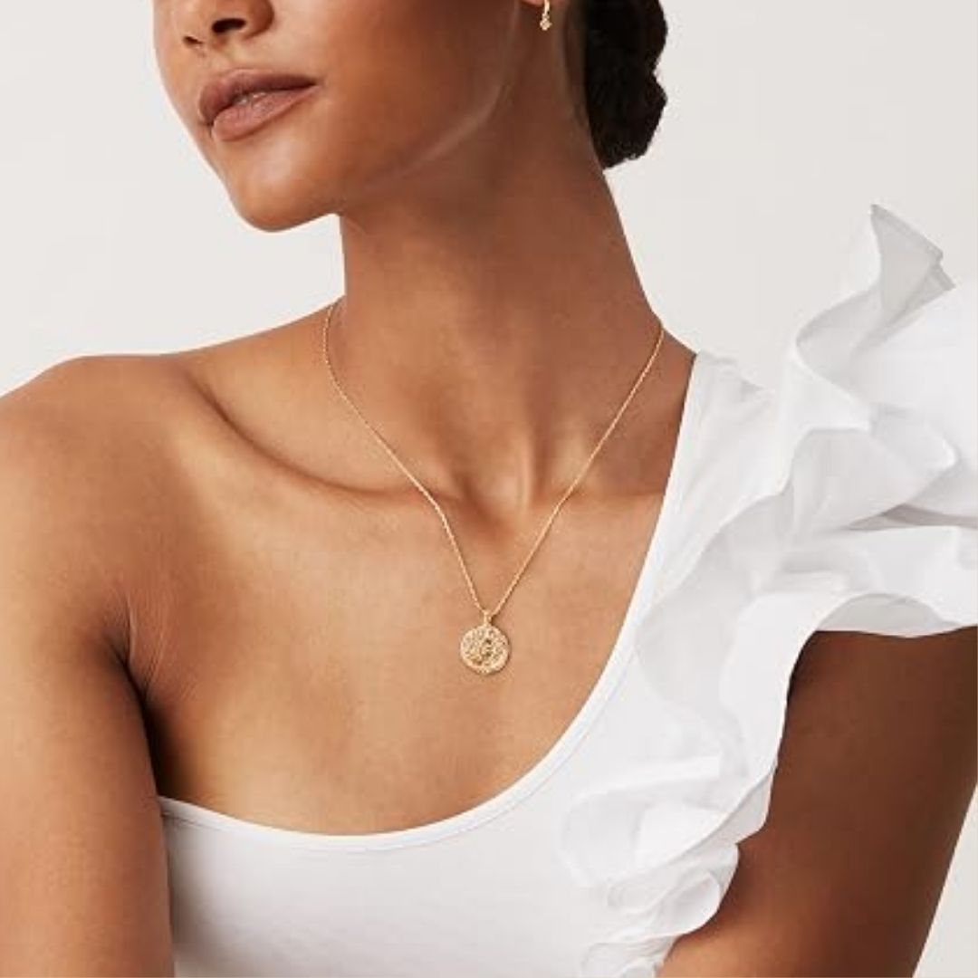 Tobias - Gouden Munt Ketting met Maan en Zon Design